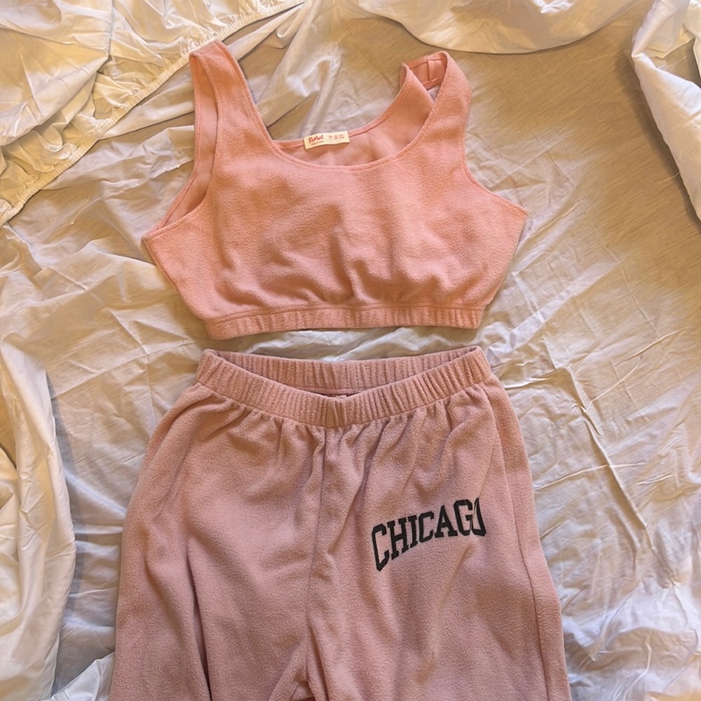 Pink matching sweat suit both size large